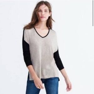 Madewell anthem Black/Tan Assymetrical V-neck Top